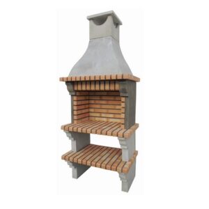 Churrasqueira Petra simples em betão liso, resistente, com grelha 60x40 cm, ideal para churrascos a carvão ou lenha.