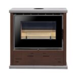 Salamandra a Lenha Bell 11 em aço com vidro Neocerâmico, ventilação tangencial e design moderno para aquecimento eficiente.