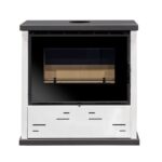 Salamandra a Lenha Bell 11 PLUS em aço com vidro Neocerâmico, ventilação tangencial e design moderno para aquecimento eficiente.