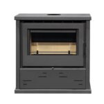 Salamandra a Lenha Bell 11 em aço com vidro Neocerâmico, ventilação tangencial e design moderno para aquecimento eficiente.