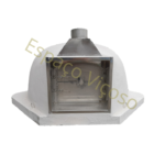 Forno a lenha de canto Évora com porta em inox, modelo artesanal em tijolo refratário e ferro reforçado.