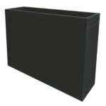 Floreira Urban pintado preto em betão liso 120×30×80 cm, modelo retangular e elegante para interior ou exterior.