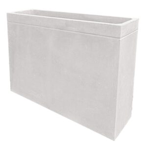 Floreira Urban pintado branco em betão liso 120×30×80 cm, modelo retangular e moderno para interior ou exterior.