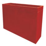 Floreira Urban pintado vermelho em betão liso 120×30×80 cm, modelo retangular e moderno para interior ou exterior.