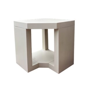 Suporte para forno de canto CAPRICE em betão reforçado pintado de bege, ideal para forno 85×85 cm. Estrutura sólida e design mediterrânico.