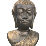 Cabeça de Buda Gigante em Betão com acabamento dourado