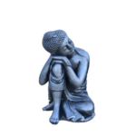 Buda mulher pequeno em cimento 35 cm com acabamento decorativo