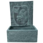 Fonte Cara de Buda em Cimento - Betão pintado Esmeralda