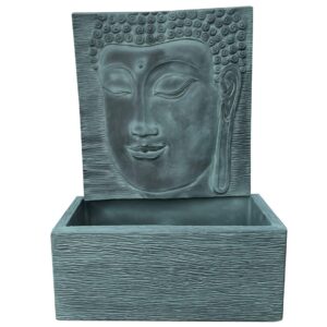 Fonte Cara de Buda em Cimento - Betão pintado Esmeralda