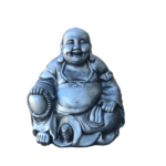 buda sentado pintado prata