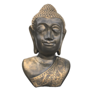 Cabeça de Buda Gigante em Betão com acabamento dourado