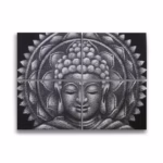 Quadro Buda Mandala Brocado cinza30x40cm x4