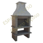 Churrasqueira tijolo cinzento CH203-CZ com chaminé em cimento britado