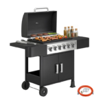 Barbecue a Gás com 6 Queimadores 15 kW Termómetro 2 Prateleiras Laterais