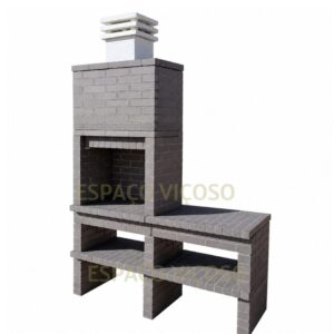 Churrasqueira com bancada em tijolo cinza ESPVCH309-DTA