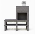 asqueira com bancada em tijolo cinzento ESPVCH309