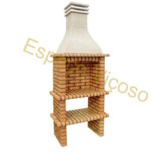 Churrasqueira em tijolo ESPVC-CH203TL para jardim com chaminé